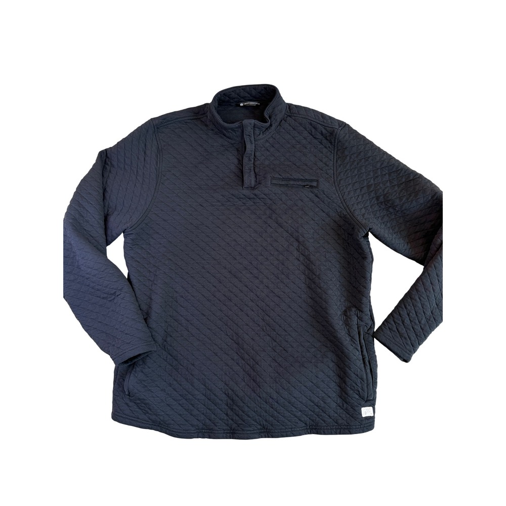 Travis Mathew Interlude Quilted Pullover Mens XXL Black Snap Mock Neck Jacket